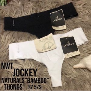 NWT-2 Pair Bundle-Jockey Naturals”Bamboo”Blends Thongs-Black&White-Sz 5/S